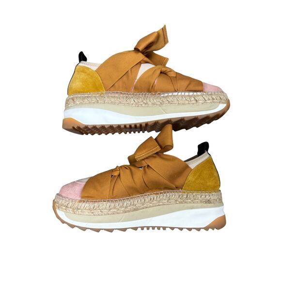 Free People Chapmin Espadrille Sneakers Womens 38/7.5 Pink Brown Bows Balletcore - Picture 6 of 11